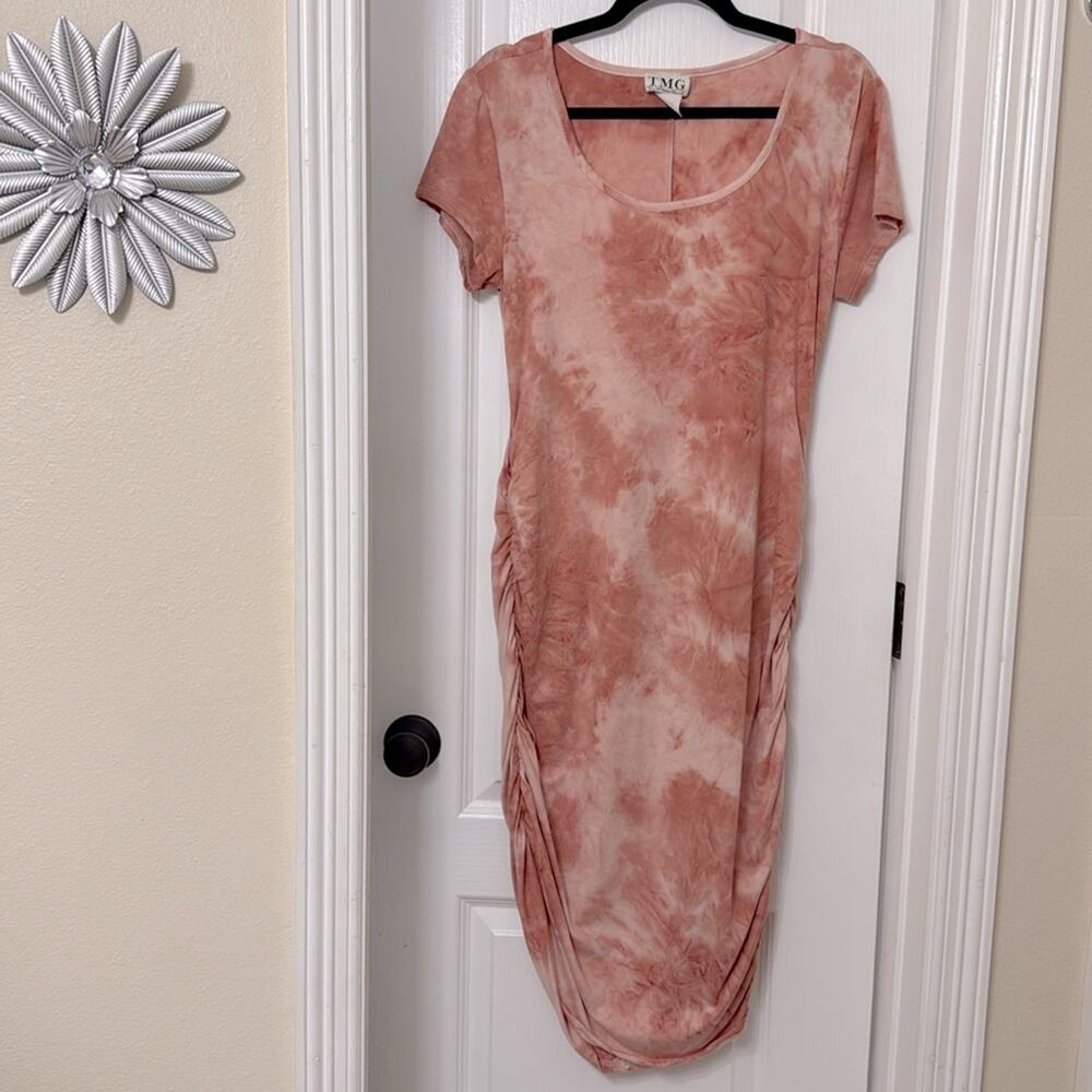 TMG orange cream tie-dye body con dress size XL